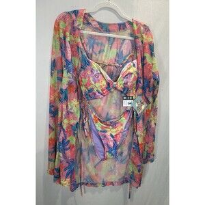 Blu C  3 Piece NWT Bathing Suit With Cover Up Set Size XL